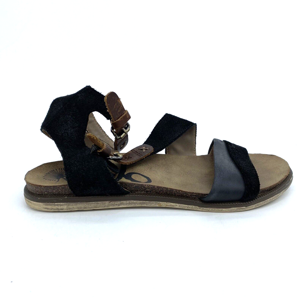 Women’s M OTBT March On Strappy Sandals Black Ankle Strap Comfort Open  Toe