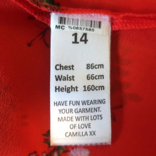 Milla by Camilla Paradise Circus Handkerchief Hem Midi Dress Red Silk Size Small - Picture 7 of 9