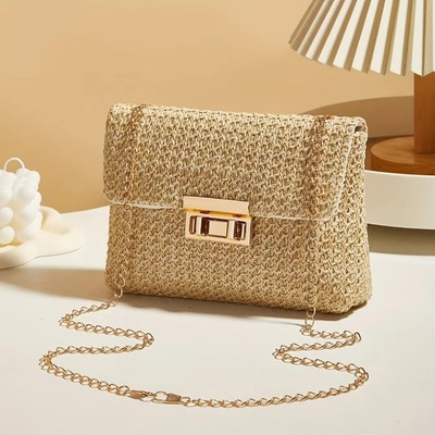Stroh Umhängetasche Handgemacht Strand tasche Neu Clutch Handtasche  Frauen