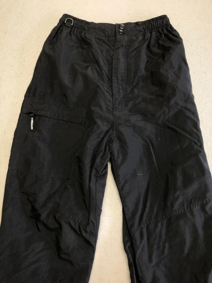 HEAD Snow Pants Kids Boy's Medium Solid Black Elastic Waist Lined Nylon Ski - Image 2 of 4