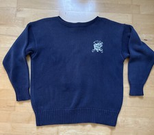 Polo Ralph Lauren Vintage 90s SZ Medium 100 Cotton Crest Insignia Sweater Blue