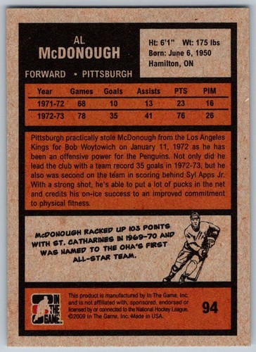 2009-10 ITG 1972 THE YEAR IN HOCKEY –PICK YOUR PLAYERS OR FINISH YOUR SET - Picture 195 of 406