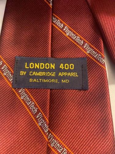 VIRGINIA TECH Neck Tie vintage maroon tie stripes university name - Picture 3 of 4
