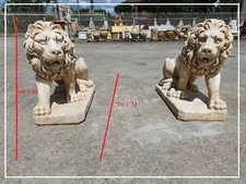 STATUE LEONI COPPIA NO PIETRA IN CEMENTO DA GIARDINO ESTERNO DECORAZIONI ANIMALI