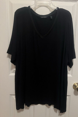 H by HALSTON ESSENTIALS LADIES PLUS S/S BLACK STRETCH TOP SIZE 3XL