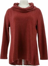 Isaac Mizrahi XXS SOHO Cowl Neck Long Sleeve Swing Knit Top Berry Red QVC 2993