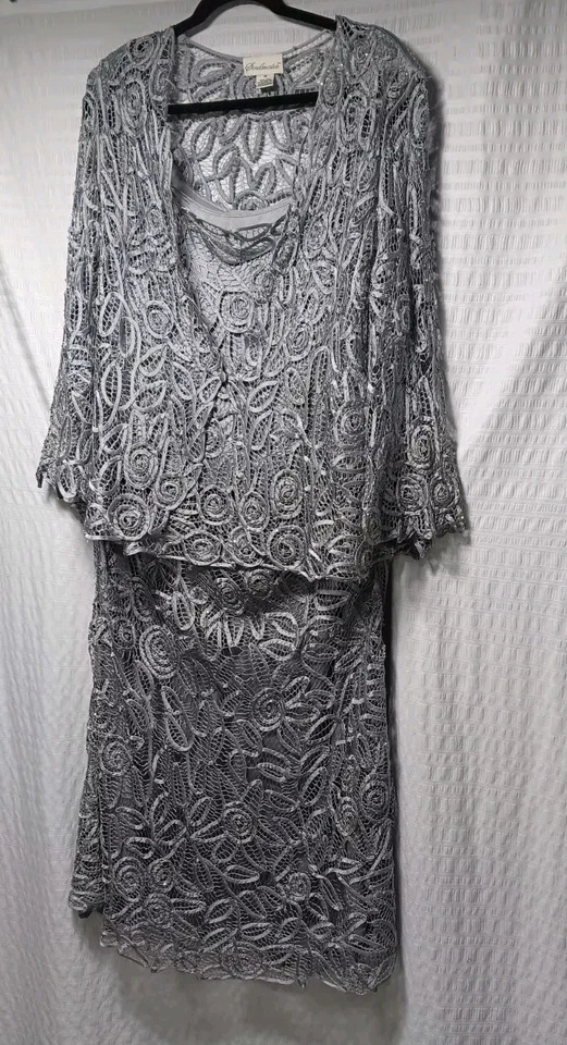 SOULMATES Hand Crochet 3/4 Bell Sleeve 3pc. Evening Gown. Size XL - Image 3 of 4