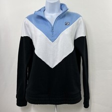 Fila Sweatshirt Small Blue 1/4 Zip Pullover Long Sleeve Athletic Banded Waist
