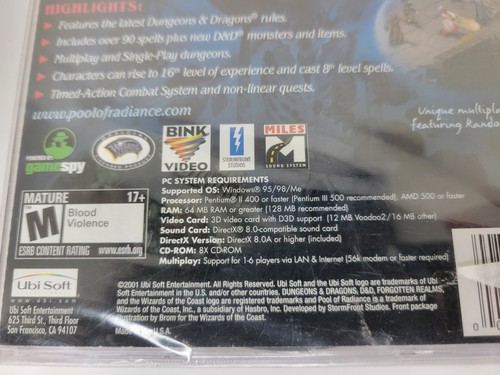 Pool of Radiance: Ruins of Myth Drannor (PC, 2001) Jewel Case - New - Picture 5 of 5