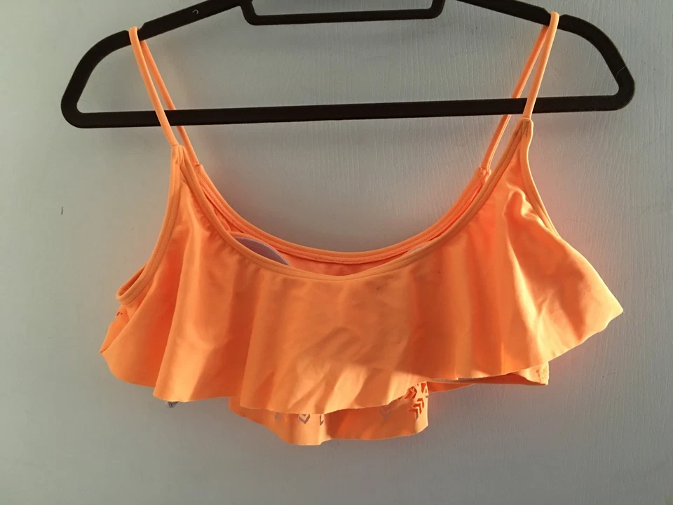 RIPCURL L Naranja Bandeau Corte Láser Patrón Azteca Bikini Natación Top Spot Foto 4 de 4
