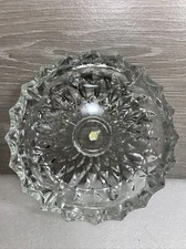 Vintage Large Lead Crystal Cut Clear Glass Cigar Cigarette Ashtray 7" Heavy