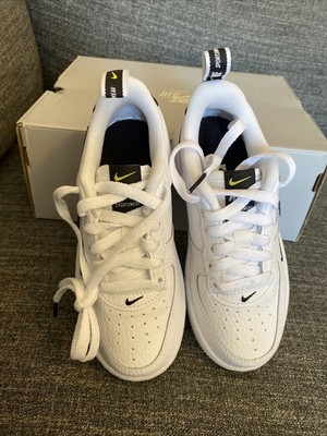NIKE AIR FORCE 1 UTILITY LOW White Black Kids PS Size 11c OFFWHITE  OVERBRANDING | eBay