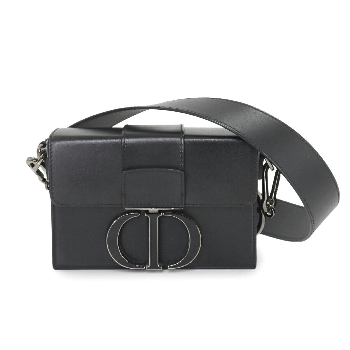 Christian Dior 30 Montaigne Box Shoulder Bag Leather Black Purse 