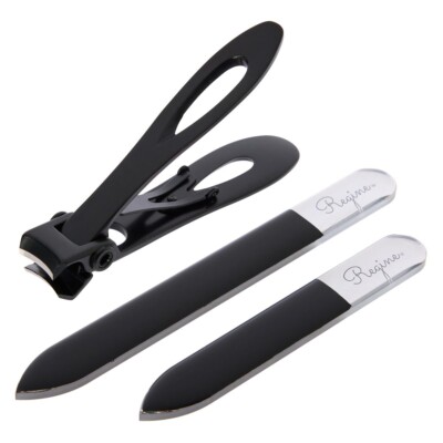 Regine Beauty Ultra Wide Nail Clipper and Glass Nano Laser Etched Mani/Pedi Set