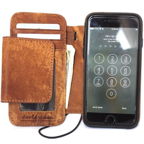 Genuine Full Leather Case for iPhone 8 Wallet Book Cover Magnetic Detachable ID - Picture 10 of 12