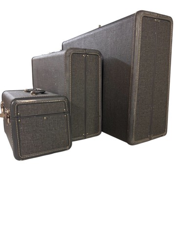 VTG 3 Pc. Samsonite Streamline Cosmetic Case & Train Luggage w/Keys Blue Tweed - Picture 19 of 24