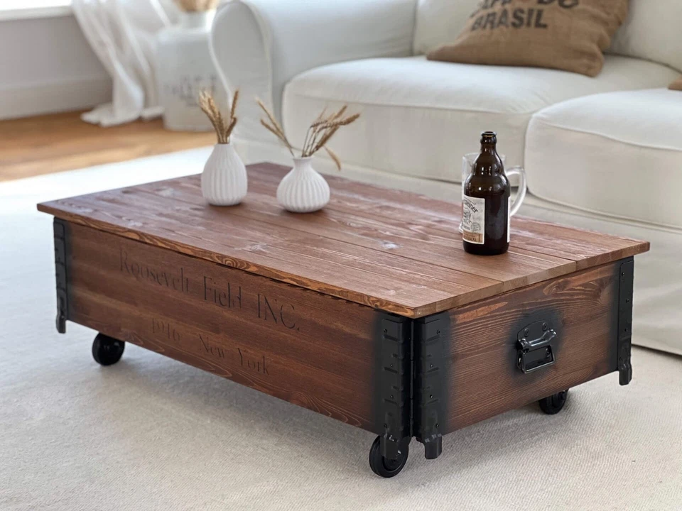 Couchtisch Beistelltisch Wohnzimmertisch Kaffeetisch Sofatisch Holz Staufach  - Bild 3 von 4