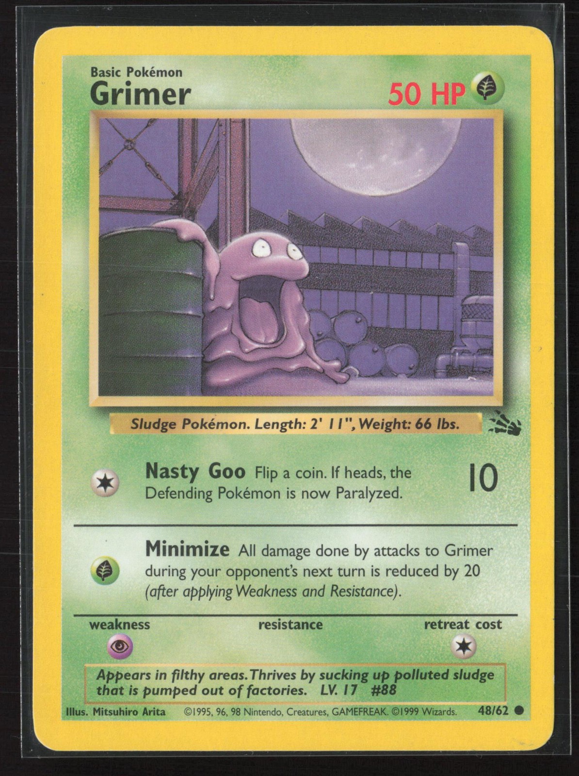 Grimer 48/62 Common Fossil Pokemon Moderately Played
