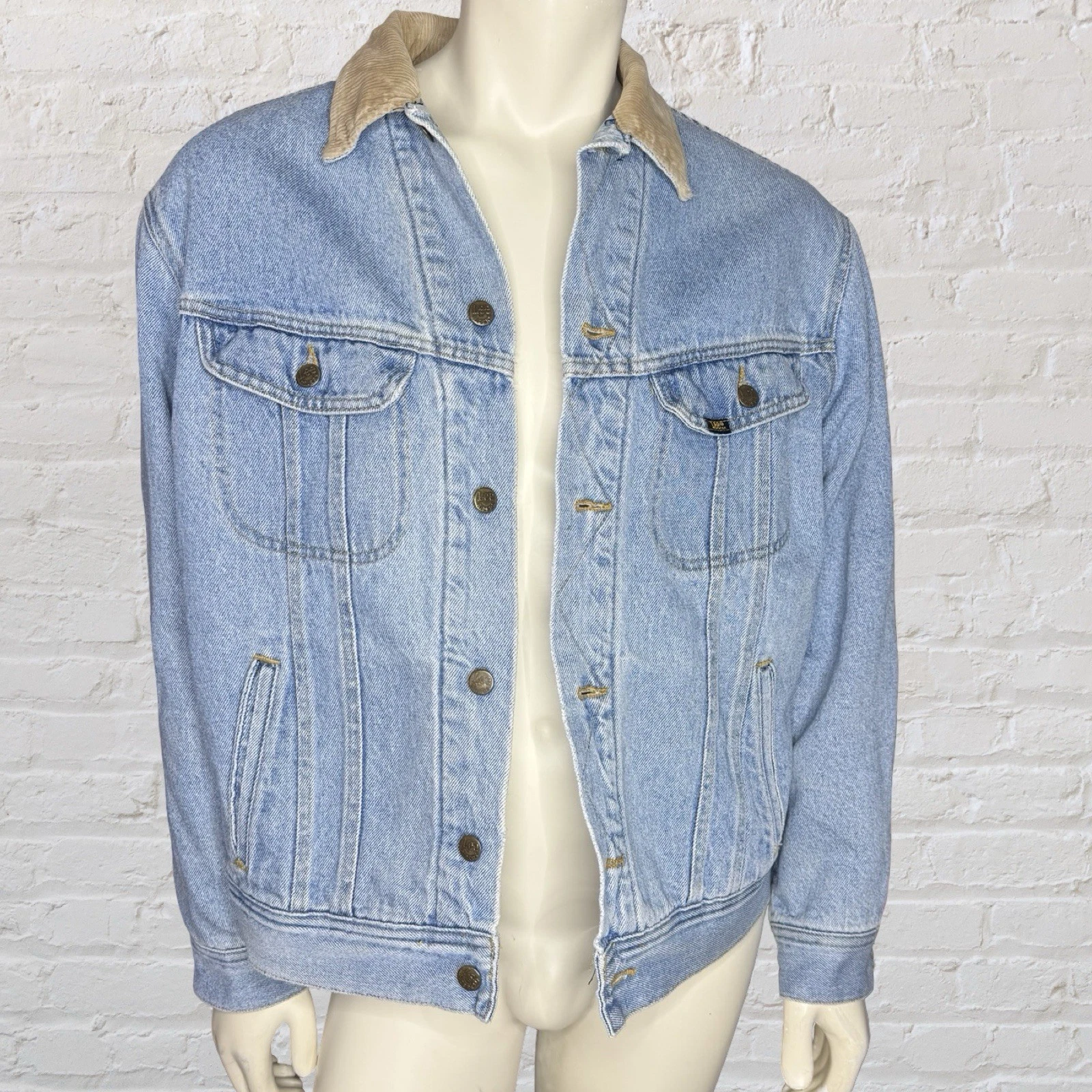 Lee Storm Rider Men's Denim Jacket Vintage Blanket Lined Corduroy Collar