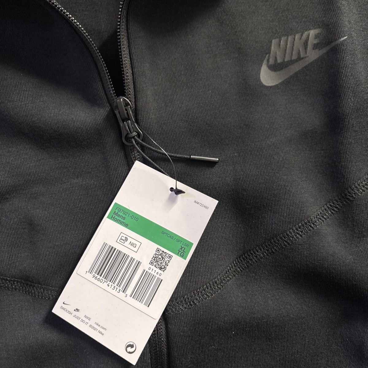 Nike Sportswear Tech Fleece Full-Zip Hoodie Black FB7921-010 Size
