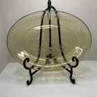 Vintage Yellow Federal Depression Glass Serving Platter Amber Cabbage Rose 12”