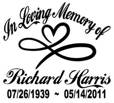 In Loving Memory Infinity Heart Forever Memorial Sticker Decal 3 Font Choices