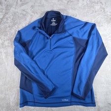 L.L. Bean Women s Fleece 1/4 Zip Size Large Popover Sweatshirt Top Blue