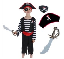 5 Pc,Costume pirate Sincere Party Halloween 3-4 Yr Kids Hat, Sword, Eye Patch, F
