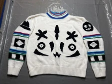 Vintage Gitano Sweater Womens Large Abstract Face Graphic 80s Hong Kong Pullover