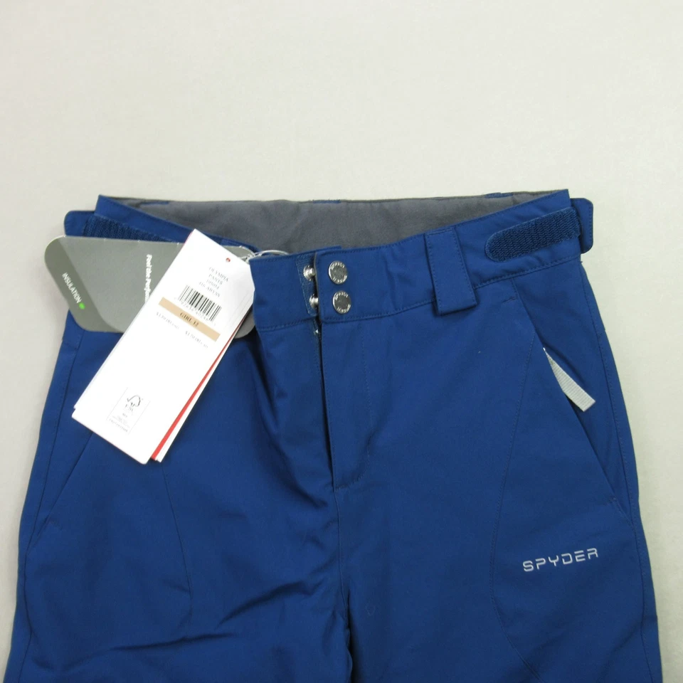 Spyder Ski Pants Girls Large 12 Pockets Casual Snowboard Blue Snap - Image 2 of 4