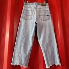 VINTAGE Y2K SOUTHPOLE RN82628 SKATER BAGGY LIGHT WASH DISTRESSED JEANS / 36X32