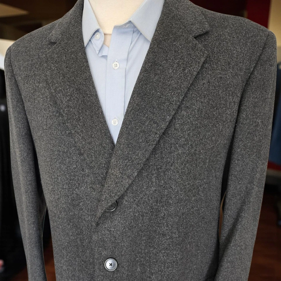 Vintage Bespoke Crombie Overcoat 44r Working Cuff Tailored In England 1970s - Image 3 of 4