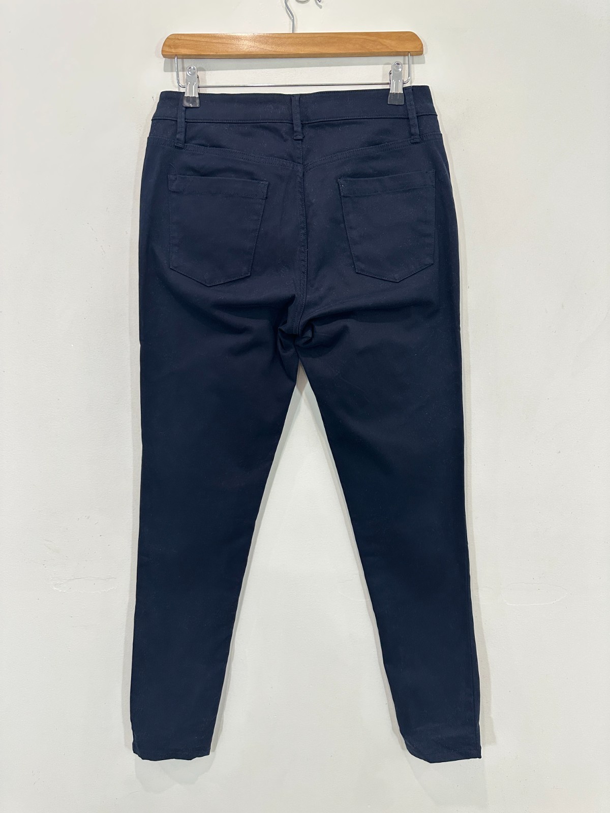 Country Road Sateen Pants Women AU 10 (30x29) Blue Skinny Stretch Mid Rise Zip image 2