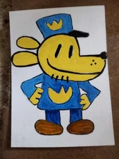 3.5"X2.5" Artist Trading Card Dog Man  HAND PAINTED ACRYLIC 