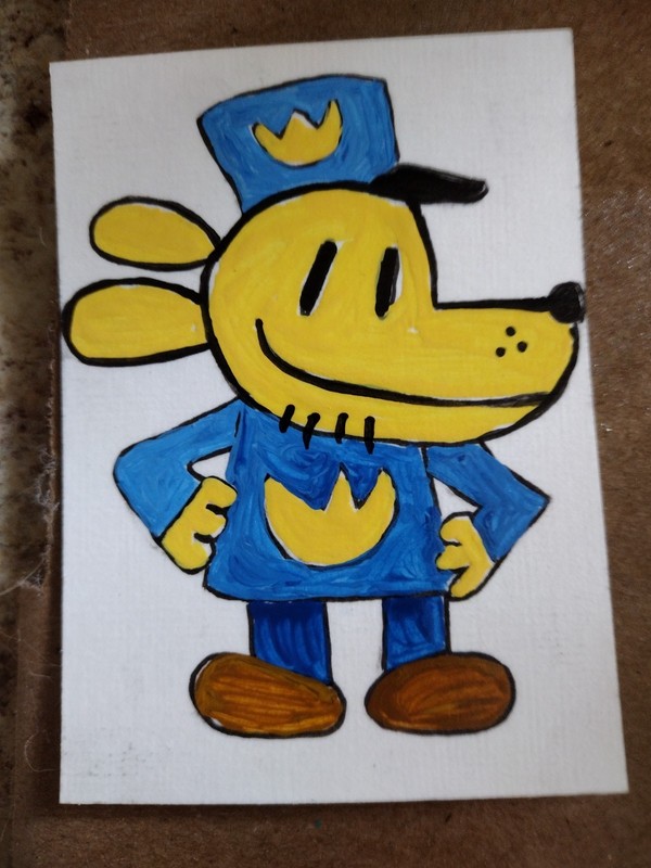 3.5"X2.5" Artist Trading Card Dog Man  HAND PAINTED ACRYLIC 