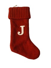 Wondershop Monogram Christmas Stocking Letter J Initial Red Knit Target Lined