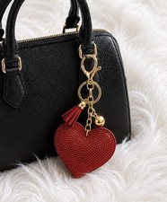 Red Heart Bag Charm Keychain Bling Rhinestone Keychain Purse Keyring Gift New
