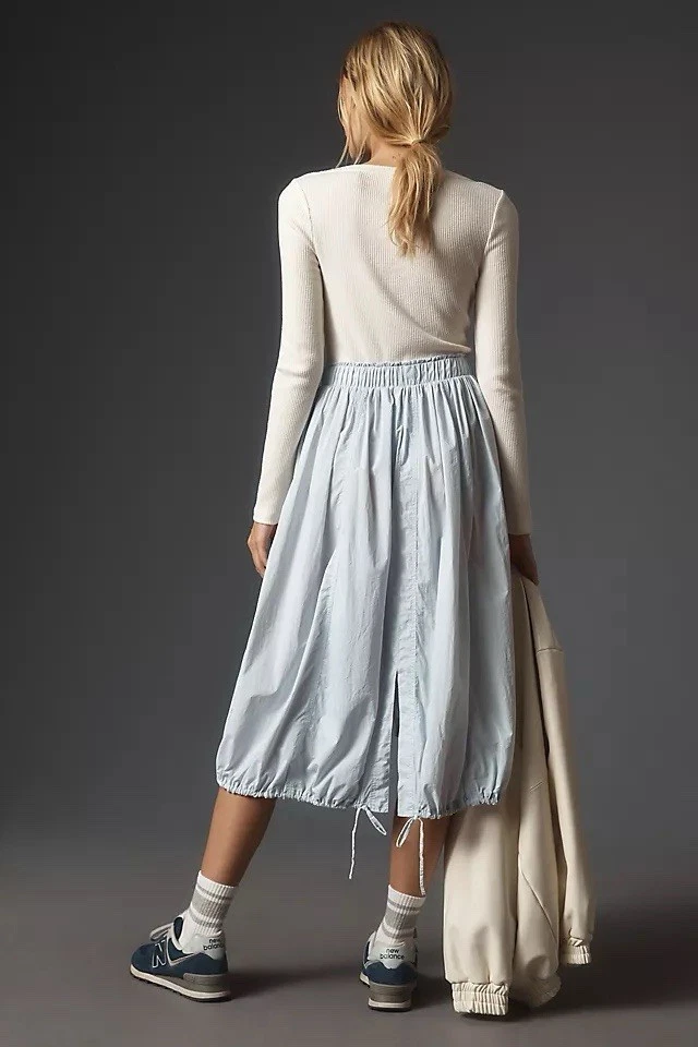 Vestido Midi Daily Practice Anthropologie Manga Longa Duas Fer Azul Creme Feminino Pequeno - Imagem 2 de 4