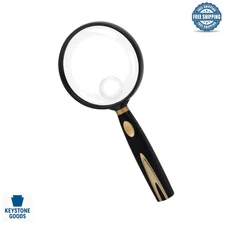 10X Handheld Magnifier with 75mm Shatterproof Lens & Non-Slip Handle