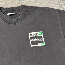 Vintage 90s AMD Athlon XP Processor Tech T-Shirt Computer PC Black Single Stitch