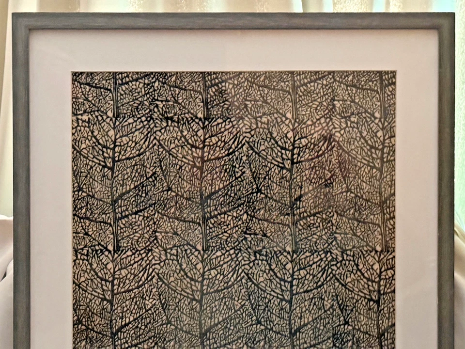 Abstract Textural Expression -  Black/White Print Lithograph  - Leafs / Trees - Image 3 of 4
