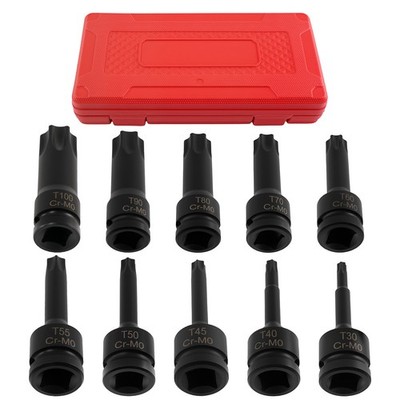 10Pcs T30-T100 1/2 Inch Socket Bits Set Star Drive Impact