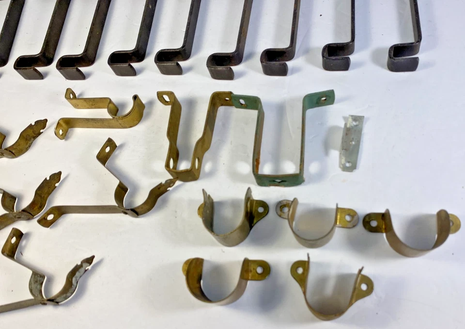 Lote de suportes de haste de cortina sortidos mistos com acabamento em latão e metal vintage MCM - Imagem 4 de 4