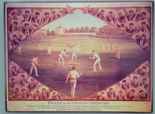 Cricket - England v Australia Cricketers Metal Tin Sign IF WEEDON Print 15 x 12"