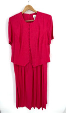 VTG Lady Dorby Womens Plus Size 20W Faux Two Piece Dress Jacquard Pink Classic