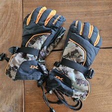 Dakine Yukon Jr. Youth Ski Snow Gloves Black Orange And Camo Size Large XL