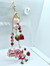 Custom Strawberry Shortcake Handmade Acrylic Bag Charm – Commissioned Work