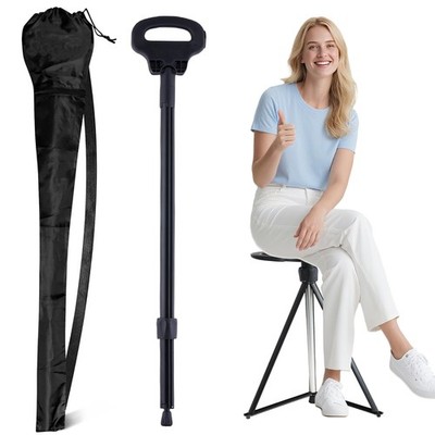 Walking Cane with Seat Folding Lightweight, 2-in-1 Cane Stool for Adults, Alu...