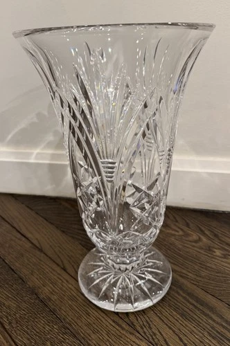 Large Waterford Crystal 14” H X 8 1/2” W Vintage Statement Vase. Excellent Shape