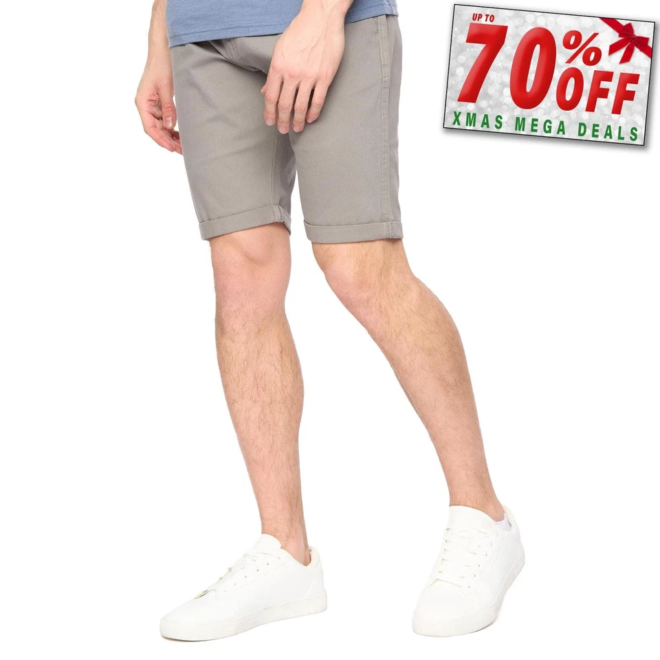 Crosshatch Sinwood Mens Chino Shorts Stretchy Smart Casual Summerwear Grey
